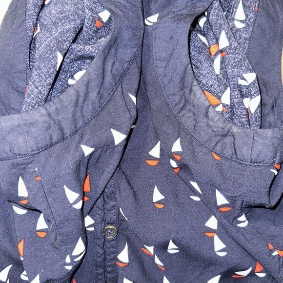 Tommy Hilfiger L Navy Red White Sleeveless V-Neck Button Front Nautical Blouse - Picture 9 of 9